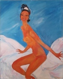 Joséphine Baker - Huile sur toile de jute 86x70 - REF 1210 - Un peu de figuratif